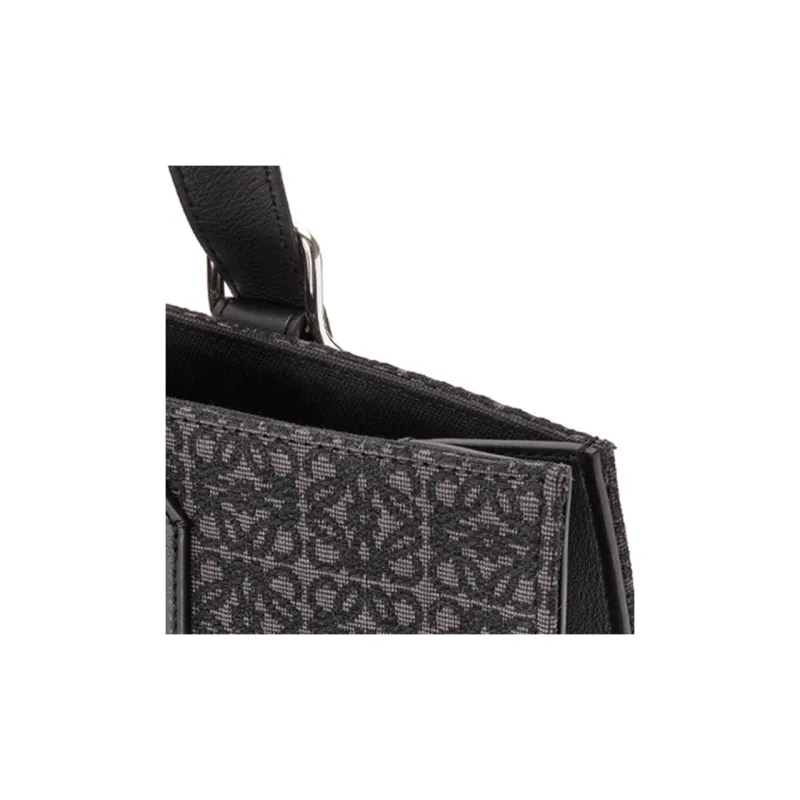 LOEWE Canvas Jacquard With Calfskin Canvas Bag Tote Bag Shopping Bag Shoulder Bag Handbag Men's Anthracite/Black-4