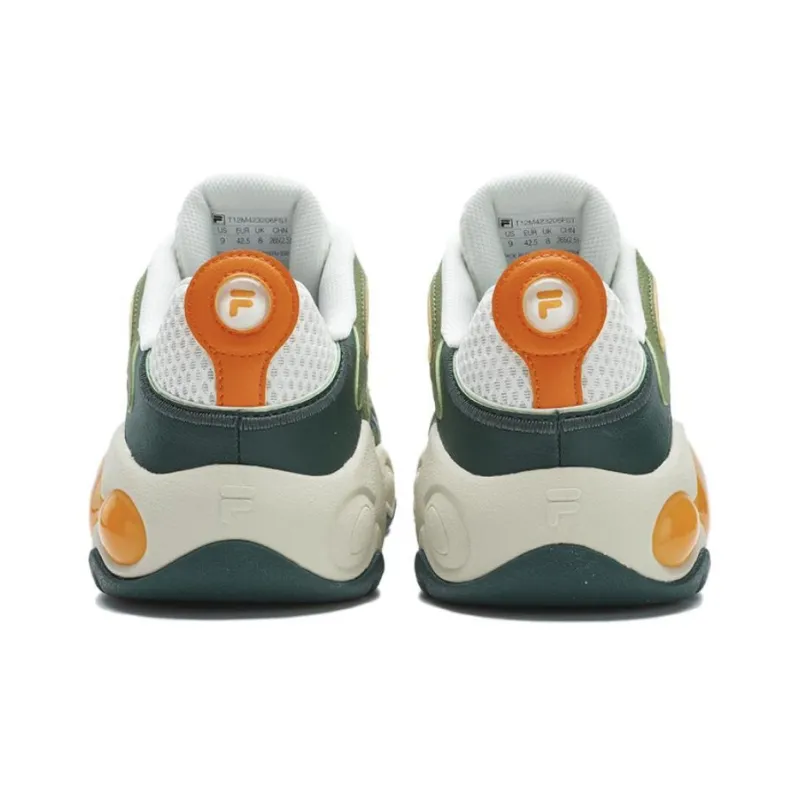 FILA FUSION VERTICAL Anti Slip Wear Resistant Low Top Basketball Shoes Men's White Green-3