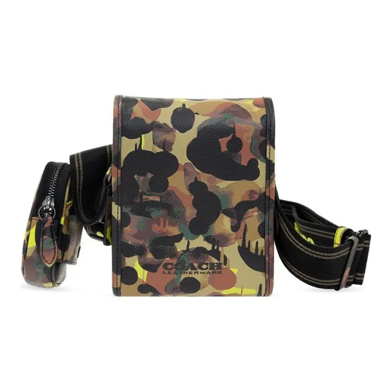 COACH Charter Leather Crossbody Bag Coin Purse Sling Bag Mini Men's Camouflage-2