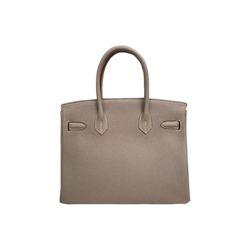 HERMES Birkin Togo Calfskin And Cow Leather Combo Birkin Bag Handbags Women's Gray Red-2