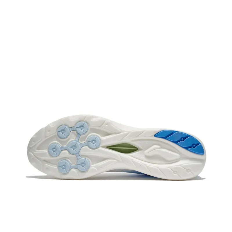 LiNing Cushioned Slip Resistant Breathable Lightweight Low Top Sprint Running Shoes Men's White Blue-2