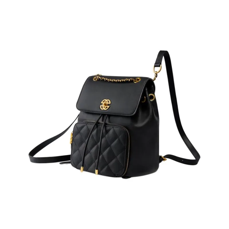 Carnival Keep Cow Leather Backpack Medium Size Women's Black-1