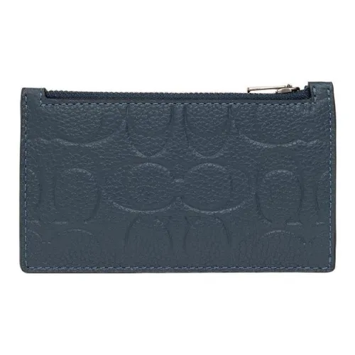 COACH Card Case Cow Leather Card Holder Mini Women's Deep Denim