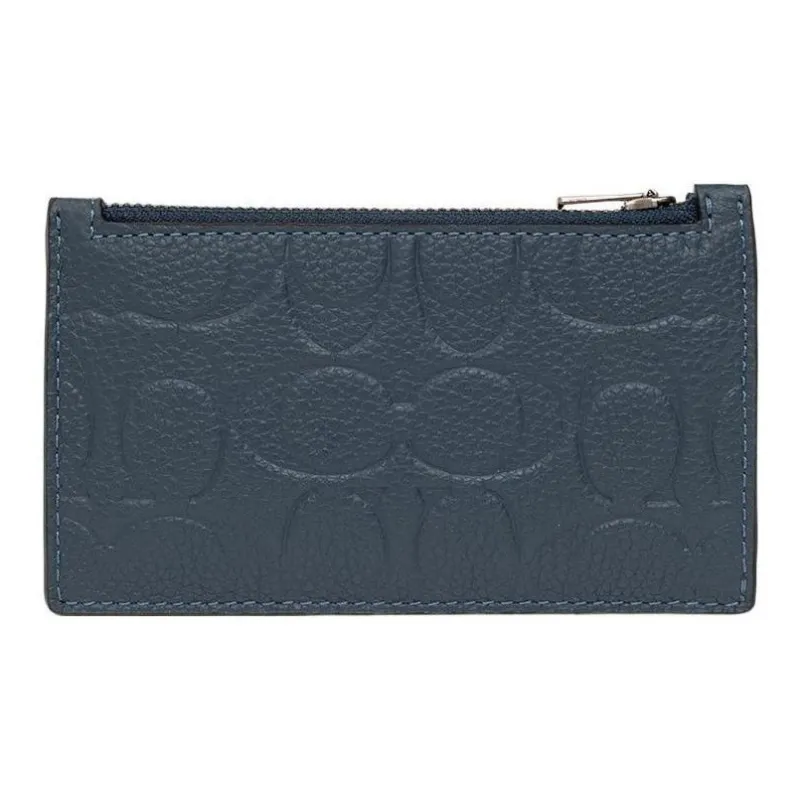 COACH Card Case Cow Leather Card Holder Mini Women's Deep Denim-0