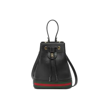 GUCCI Ophidia Leather Bucket Bag Portable Crossbody Bag Shoulder Bag Small Size Women's Black