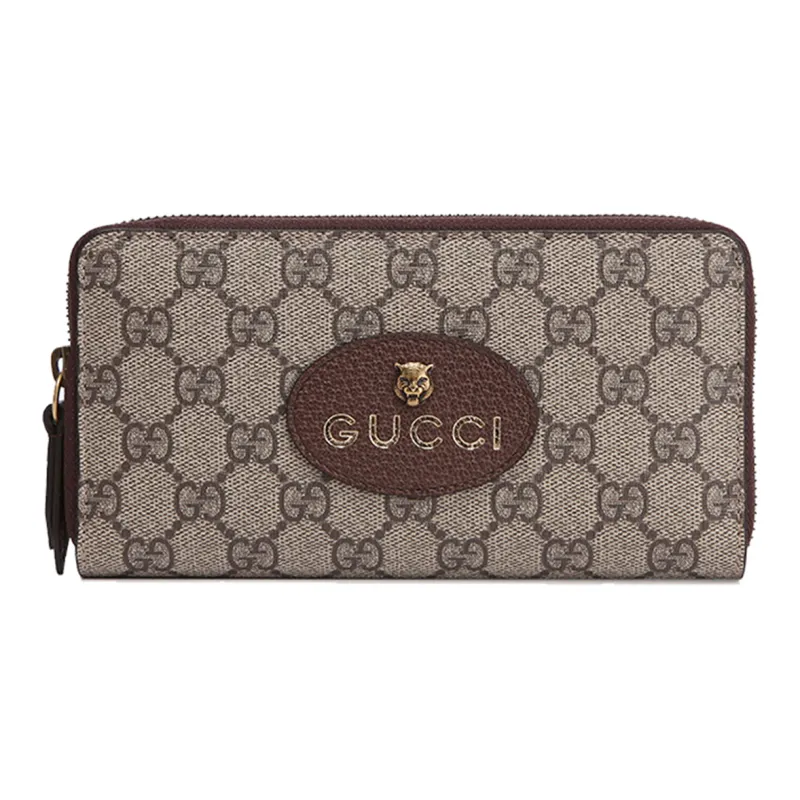 GUCCI Neo Vintage Series Canvas With Leather Canvas Bag Wallet Unisex Ebony/Brown/Yellow-0