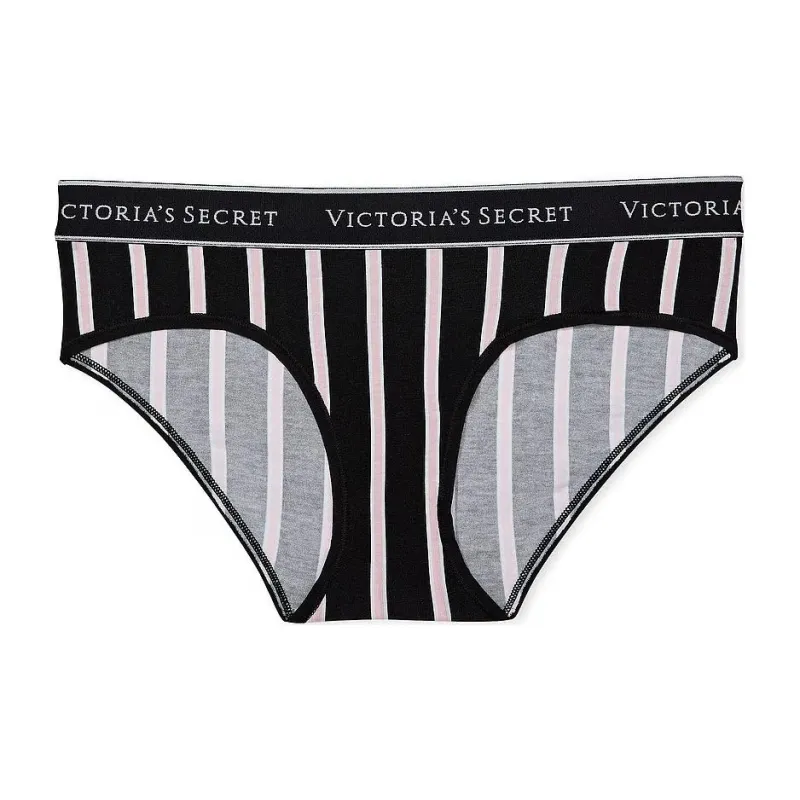 Victoria's Secret Logo Cotton Hiphugger Panty/Stripe Underpants Women's 1 Pack Stripes-0