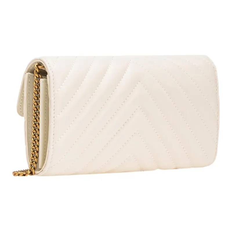 PINKO Leather Crossbody Bag, Shoulder Bag, Wallet Women's White-3