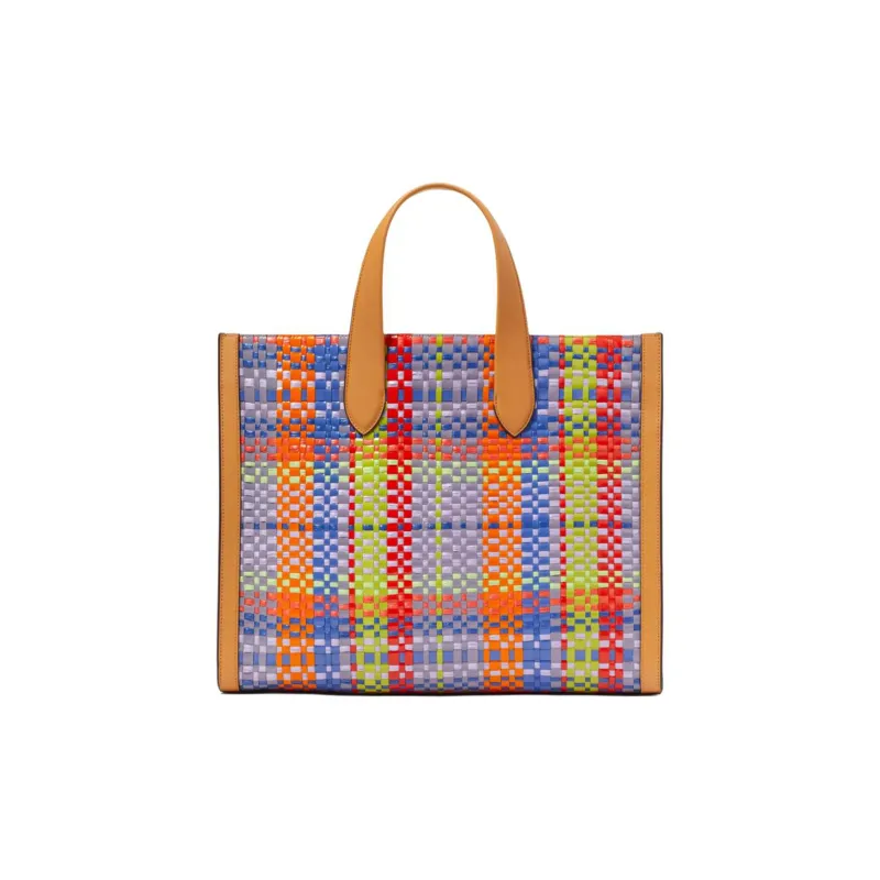 Kate Spade Manhattan Straw Woven Straw Tote Bag Shopping Bag Handbag Large Size Women's Caramel Multicolor-2