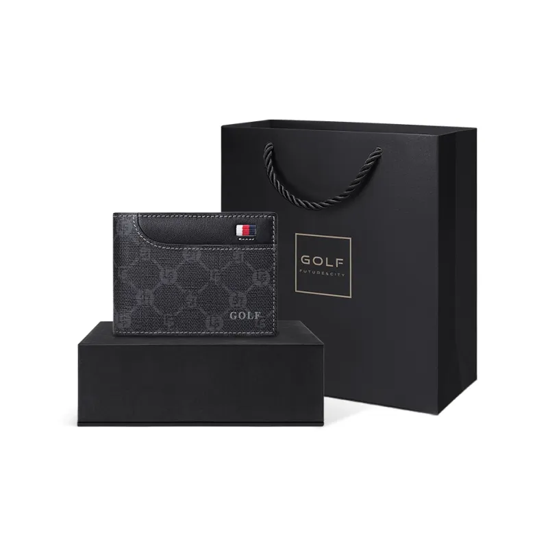 GOLF PVC Synthetic Leather Document Wallet Card Holders Small Size Men's Black-7