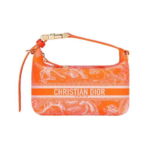 DIOR DiorTravel Embroidery Lunch Box Bag Handheld Handbag Small Size Women's Orange