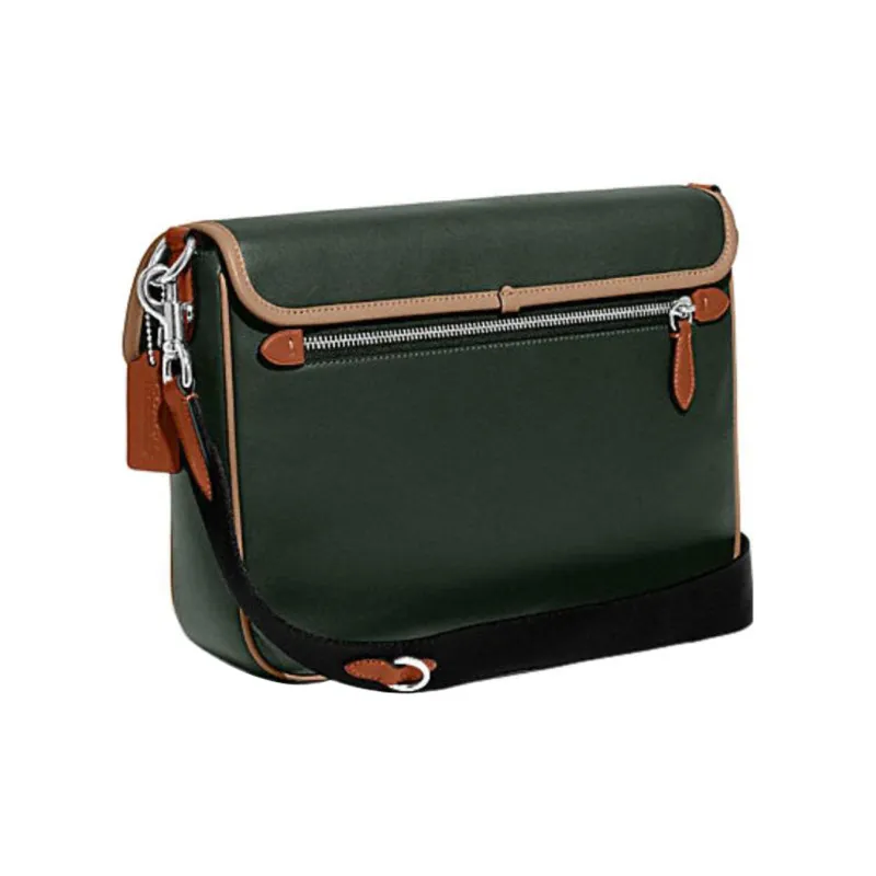 COACH Charter Cow Leather Envelope Bag, Shoulder Bag, Crossbody Bag Large Size Women's Green & Beige-1