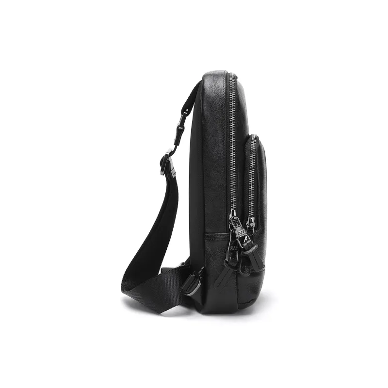 ELLE HOMME Cow Leather Sling Bag Men's Black-2