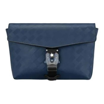 MONTBLANC Leather Handheld Shoulder Bag Crossbody Bag Men's Ink Blue