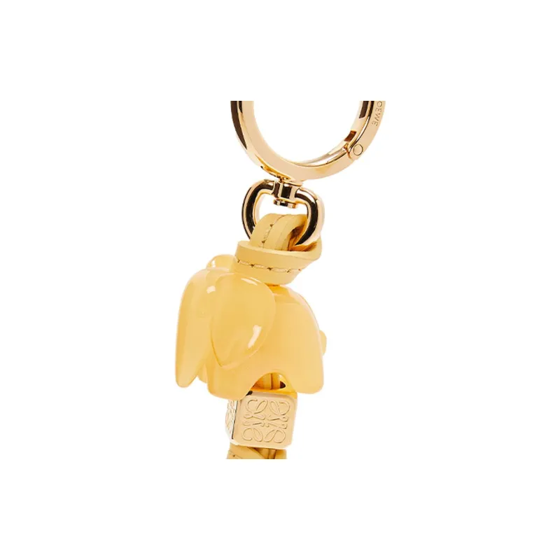 LOEWE Cow Leather Patchwork With Acetate Fiber Small Elephant Dice Charm Bag Accessory Women's Candy Yellow-1