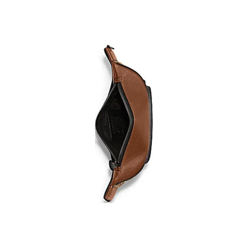 COACH Leather One Shoulder Crossbody Fanny Pack Large Size Men's Caramel Brown-3