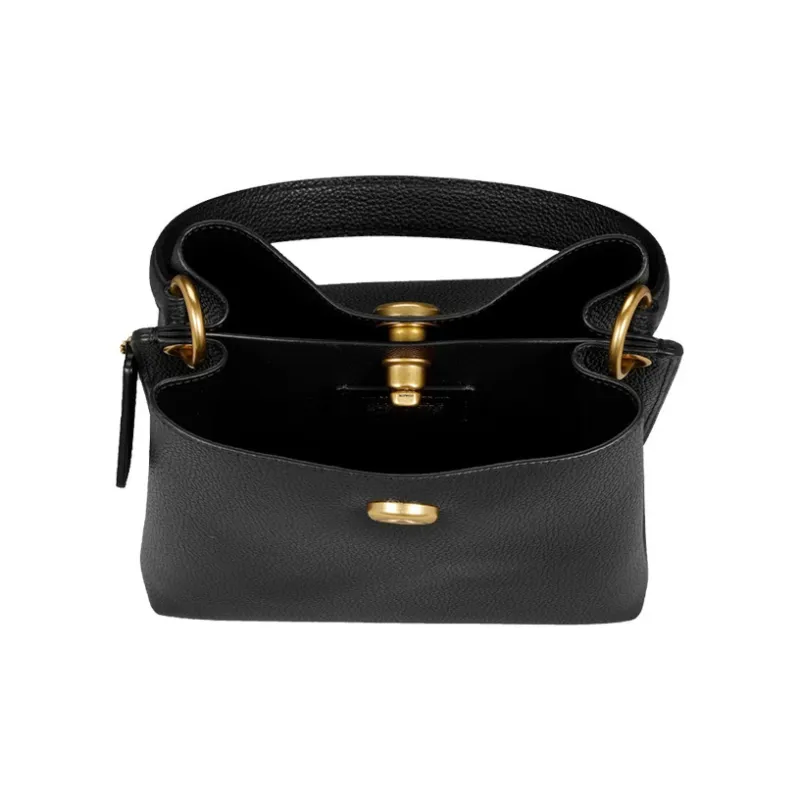 COACH Charlie Leather Bucket Bag Handbag Crossbody Bag Shoulder Bag Women's Black-1