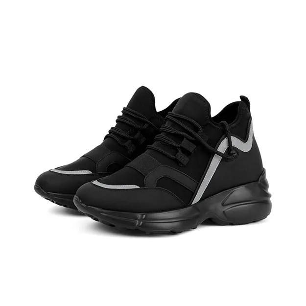 He Jinchang Anti Slip Wear Resistant Moisture Wicking Lightweight Low Top Chunky Sneakers Women's Black-5