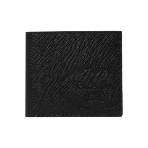 prada Sneakers prada Sneakers Luggage Collection Cow Leather Card Clip Wallets Men's Black