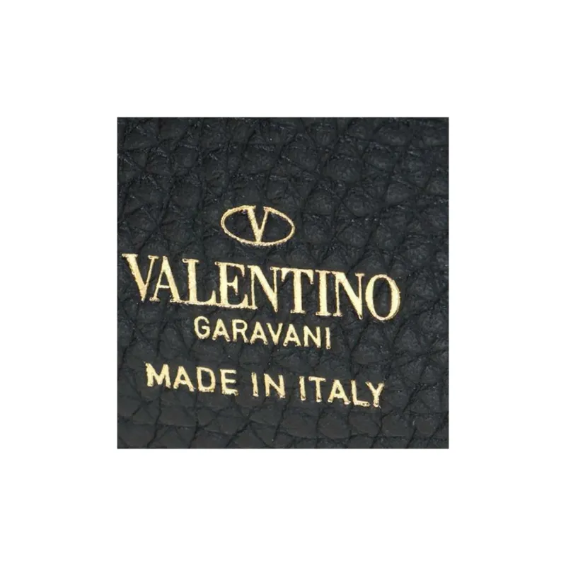 Valentino GARAVANI Calfskin Patchwork Leather Coin Purses Wallets Women's Black-6