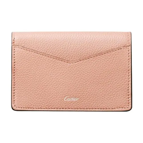 CARTIER PANTHÈRE Calfskin Card Clip Card Holder Women's Pink
