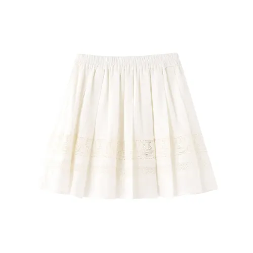 Miss Chipmunk Casual Short Skirts Women's White, Full Elastic Waistband, With Lining And Panty Liner