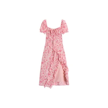Short Sleeved Dress Women's Pink Long