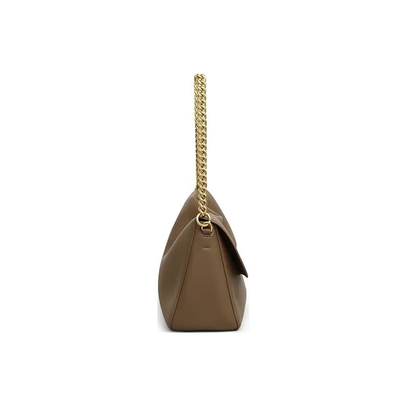 C°BANNER Cow Leather With Synthetic Leather Shoulder Bag Women's Khaki-5