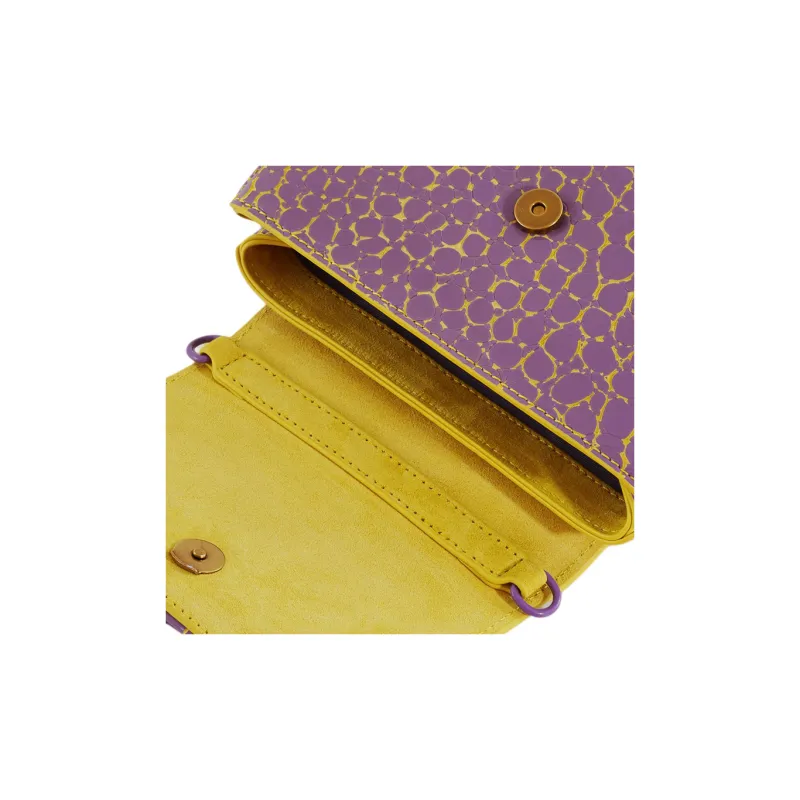 Vivienne Westwood HAZEL Leather One Shoulder Handbag Trumpets Women's Light Purple & Yellow-3