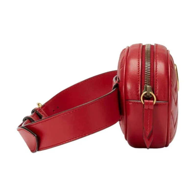 GUCCI GG Marmont Leather Sling Bag Fanny Pack Women's Red-2