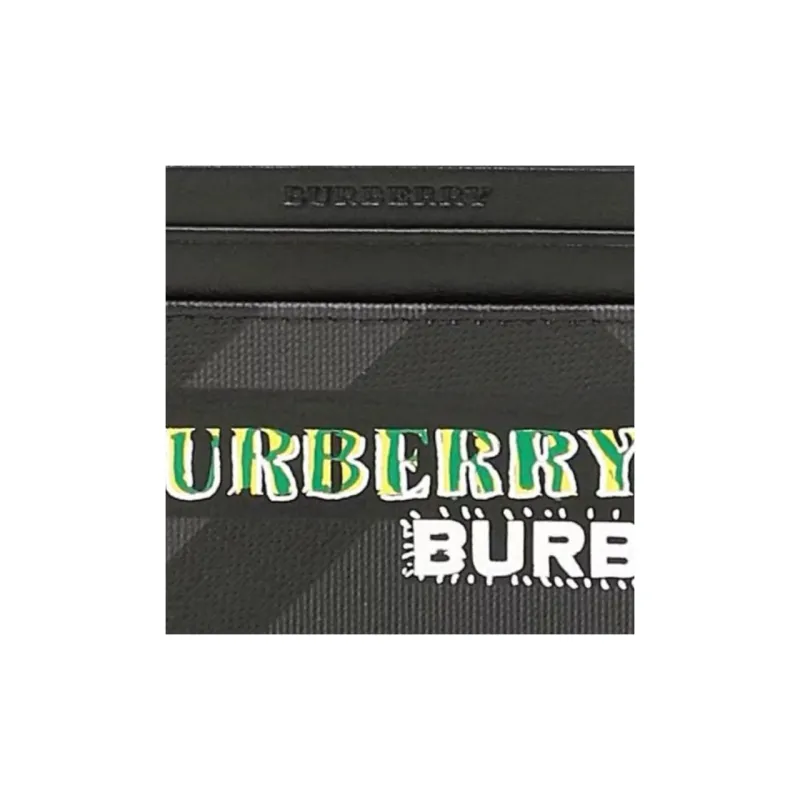 Burberry Card Holder Graffiti Logo 4 Card Slot Black/Green-1