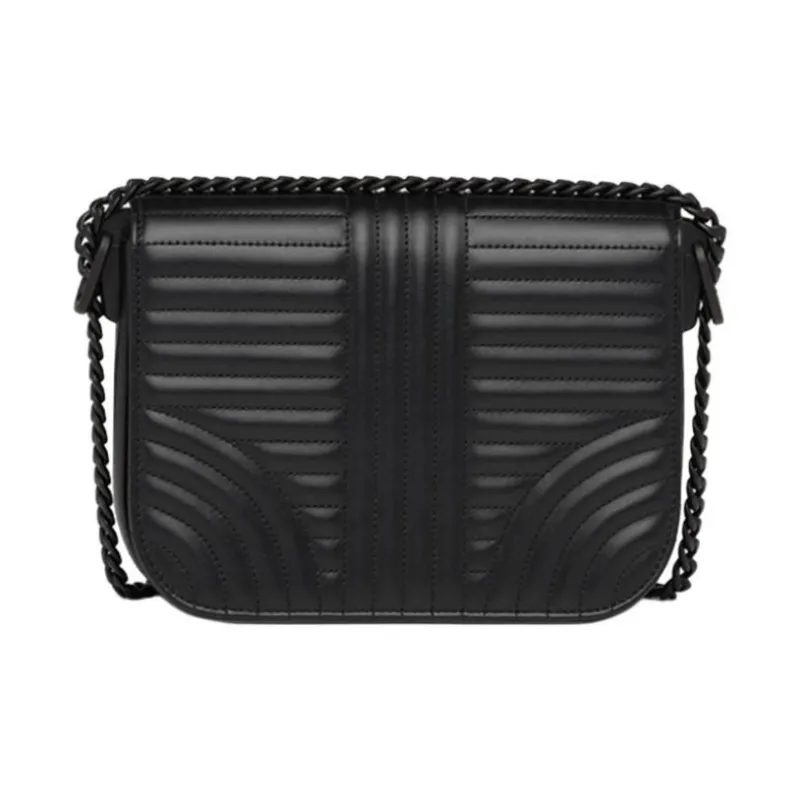 PRADA Diagramme Leather Shoulder Bag Women's Black-1