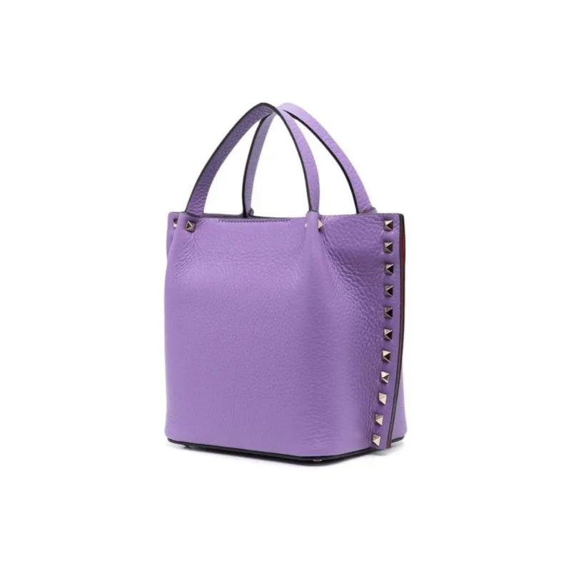 Valentino Rockstud Calfskin Tote Bag, Shopping Bag, Shoulder Bag, Crossbody Bag, Handbag Women's Purple-1