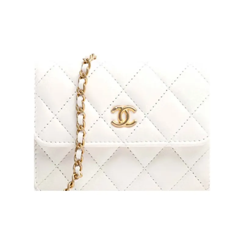 CHANEL Sheepskin Shoulder Bag, Crossbody Bag Women's White-5