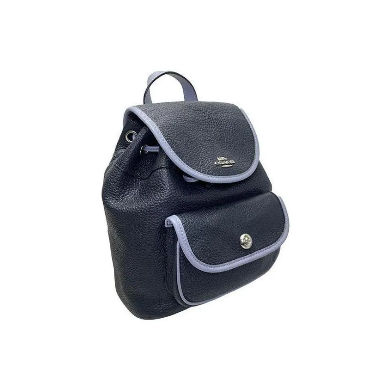 COACH Pennie Leather Backpack Women's Navy Blue-3