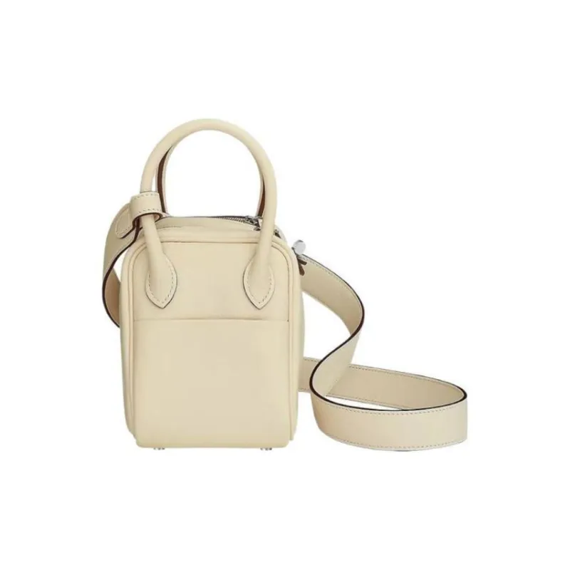 HERMES Lindy Swift Calfskin Handbag, Shoulder Bag, Crossbody Bag Mini Women's Cream White/Lemon-2