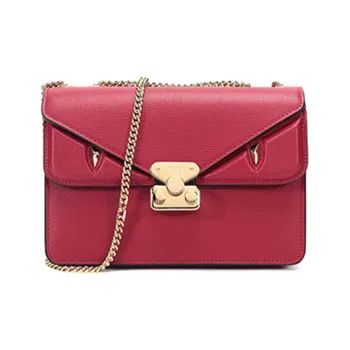 FENDI Cow Leather Shoulder Bag Women's Dark Red