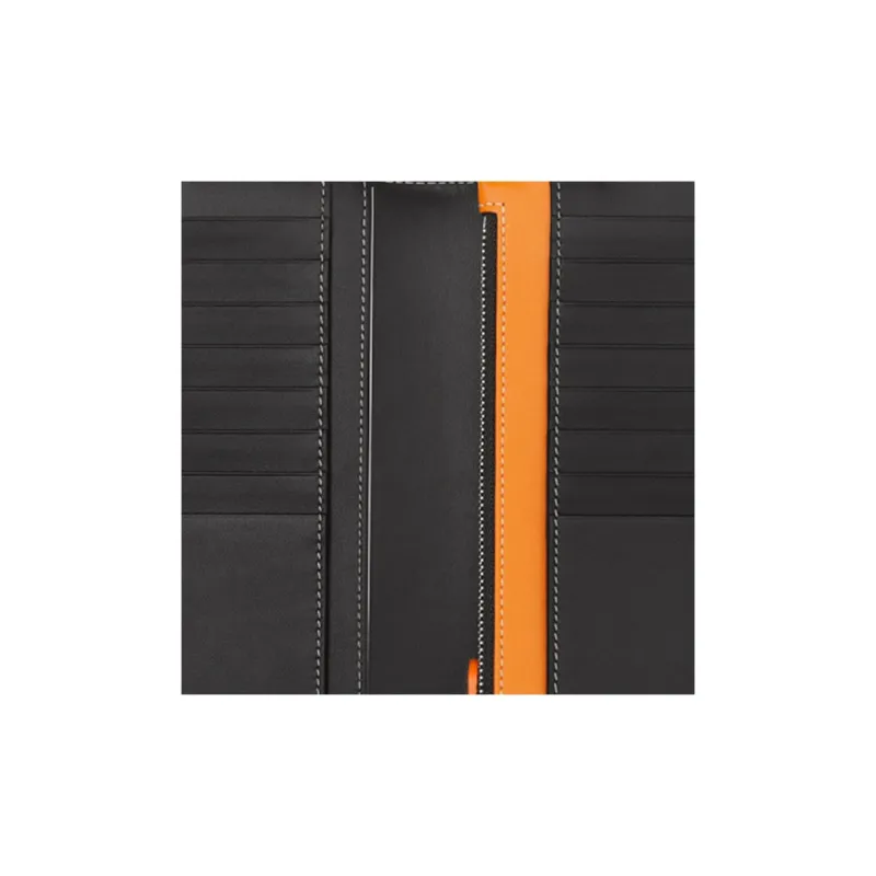 Burberry Leather Wallet Men's Black/Orange-5