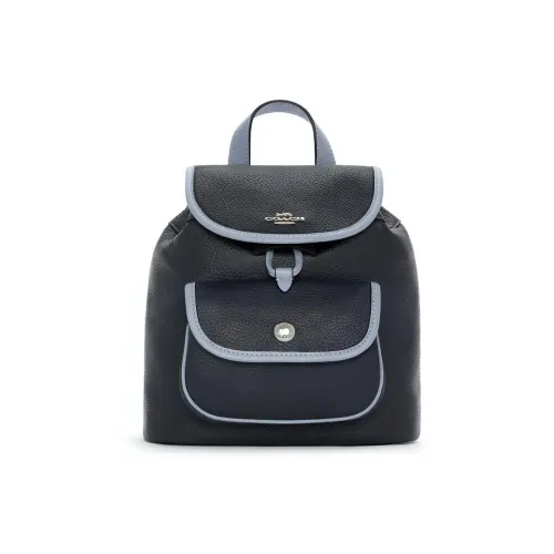 COACH Pennie Leather Backpack Women's Navy Blue
