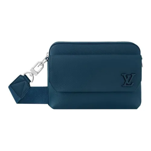 LOUIS VUITTON Fastline Collection Messenger Cow Leather Envelope Bag Shoulder Bag Crossbody Bag Men's Dark Blue