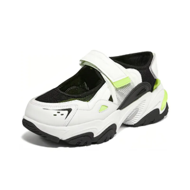 Skechers DLites Sandal 'White Black Neon Green' Women's-2