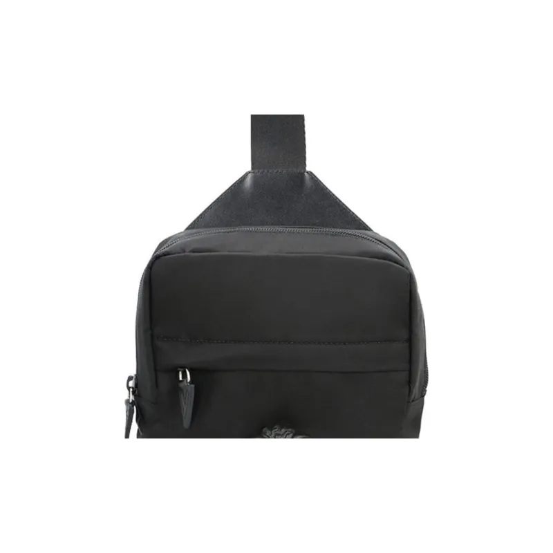 VERSACE Nylon With Cow Leather Shoulder Bag, Crossbody Bag Men's Black-4