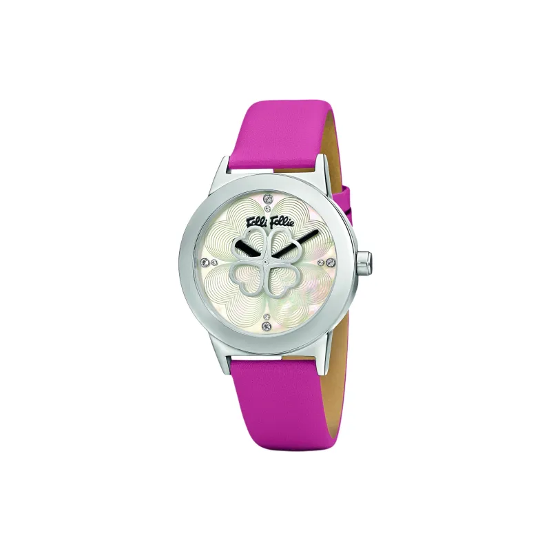 Folli Follie Wrist Watch Automatic Mechanical Movement Leather Watch Bands 40mm Silver Dial Women's Watch WF13T040SPW-0