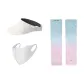 Blue Pink Gradient Cooling Arm Sleeves+White Visor Cap+White Sun Protection Face Mask