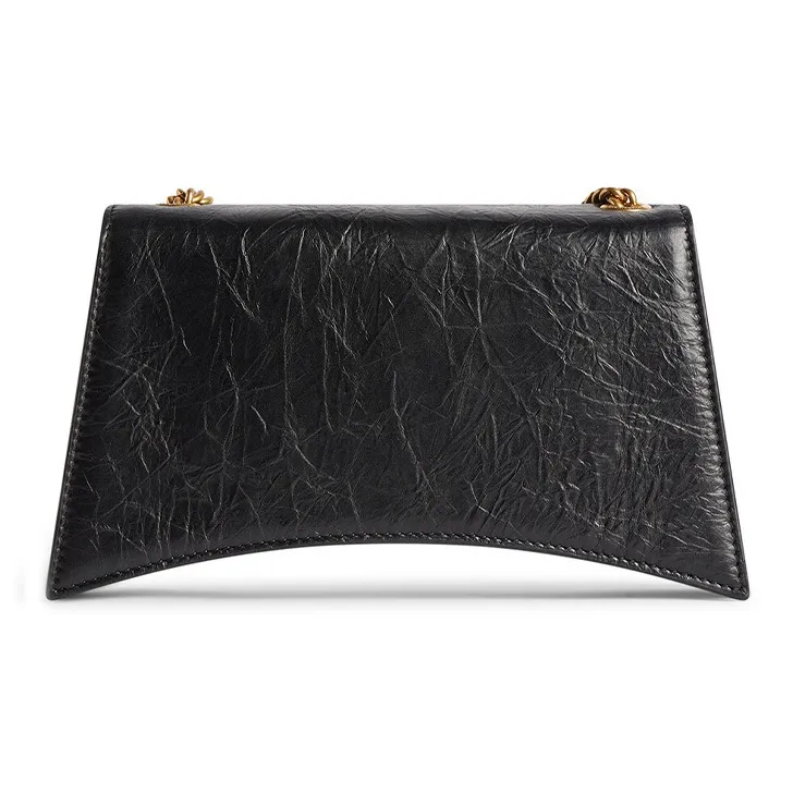 Balenciaga CRUSH Embossed Calfskin Crossbody Bag Shoulder Bag Women's Black-1