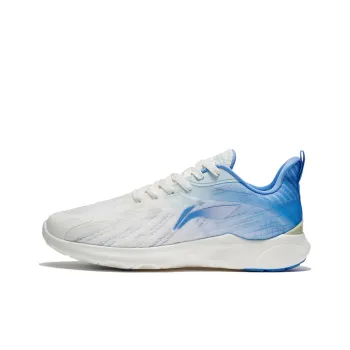 LiNing Cushioned Slip Resistant Breathable Lightweight Low Top Sprint Running Shoes Men's White Blue