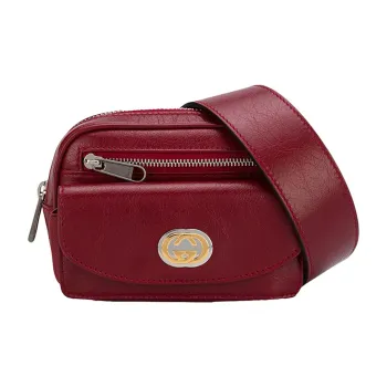 GUCCI Leather Shoulder Bag Crossbody Bag Sling Bag Fanny Pack Mini Women's Red