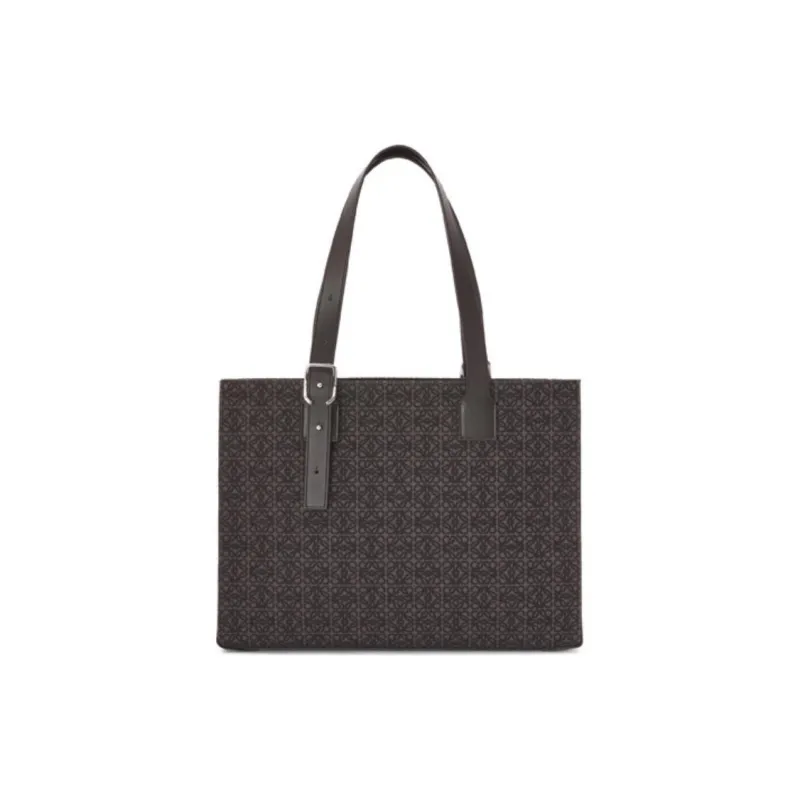 LOEWE Canvas Jacquard With Calfskin Canvas Bag Tote Bag Shopping Bag Shoulder Bag Handbag Men's Anthracite/Black-2
