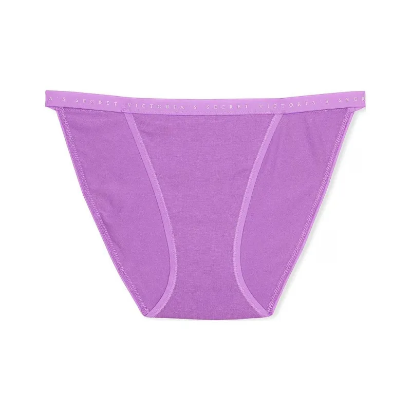 Victoria's Secret PINK Stretch Cotton String Bikini Panty/Purple Paradise Underpants Women's 1 Pack Purple-0
