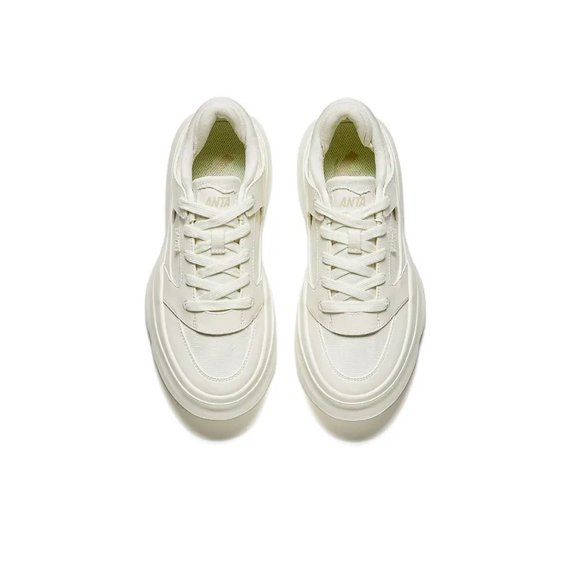 Anta Cookie Doodoo Anti Slip Wear Resistant Low Top Skateboard Shoes Women's Ivory White-2